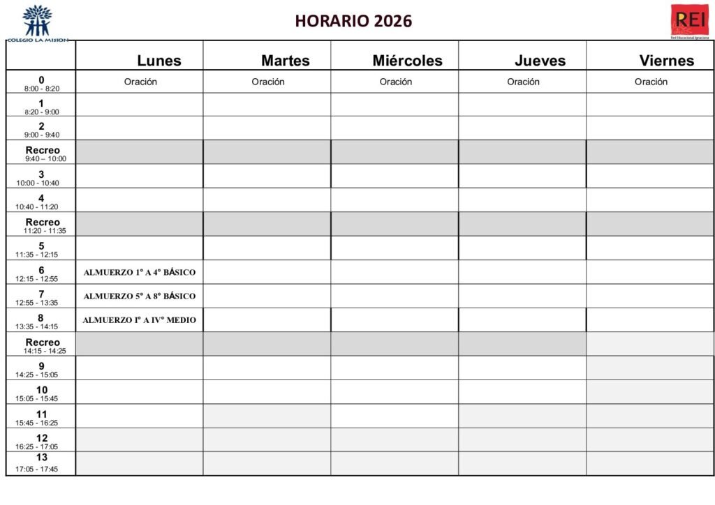 HORARIO 2026